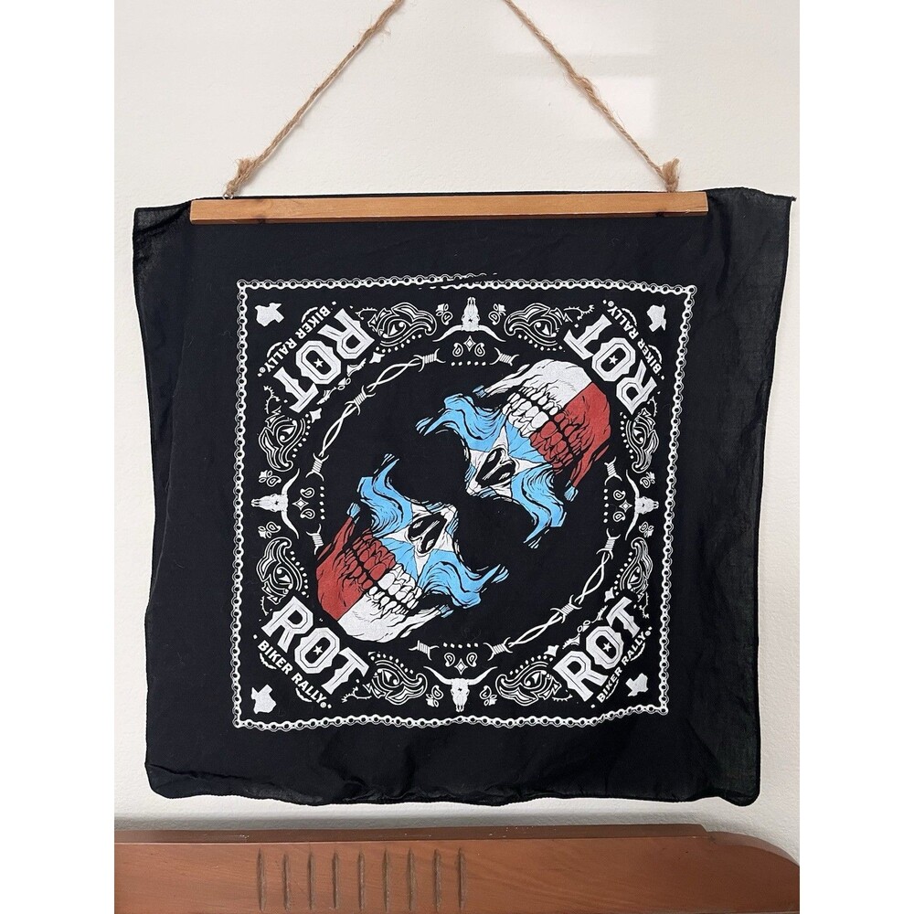 ROT Rally Biker Black Skull Graphic Bandana